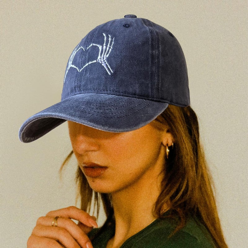 RLQWTKV Hand Skeleton Baseball Hat for Men Women Adjustable 3D Embroidered Skull Finger Cap - Image 3